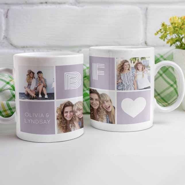 BFF Heart Photo Collage Kaffemugg (Skapare uppladdad)