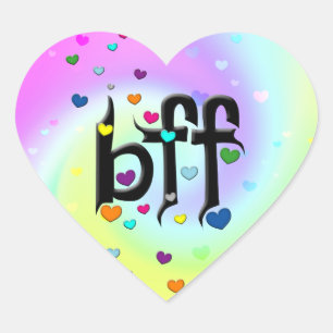 bff ~ hjärtan hjärtformat klistermärke