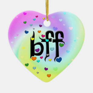 bff ~ hjärtan julgransprydnad keramik