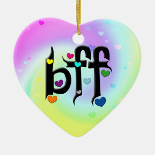 bff ~ hjärtan julgransprydnad keramik