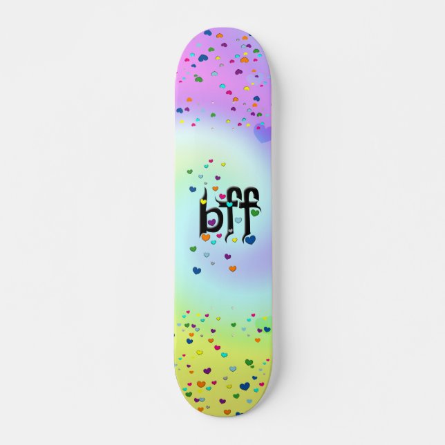 bff ~ hjärtskärmsdäck mini skateboard bräda 18,5 cm (Framsida)