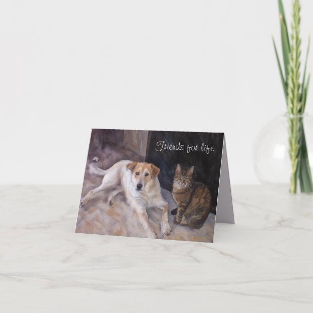 BFF-Hund och KAT-mappat gratulationskort Kort (Framsida)