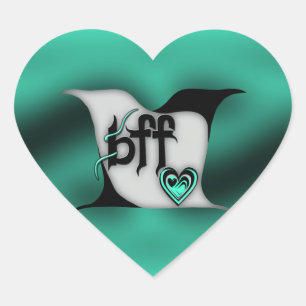 bff ~ lavfåglar hjärtformat klistermärke