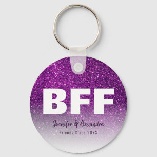BFF Lila Guld Glitter Personlig Best Friends Nyckelring