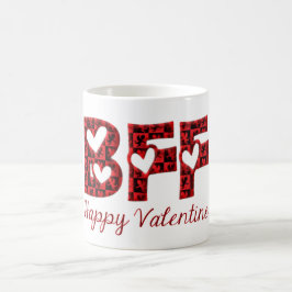 BFF Lycklig Valentine Cute Cupid Typography Kaffemugg