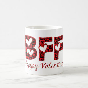 BFF Lycklig Valentine Cute Cupid Typography Kaffemugg