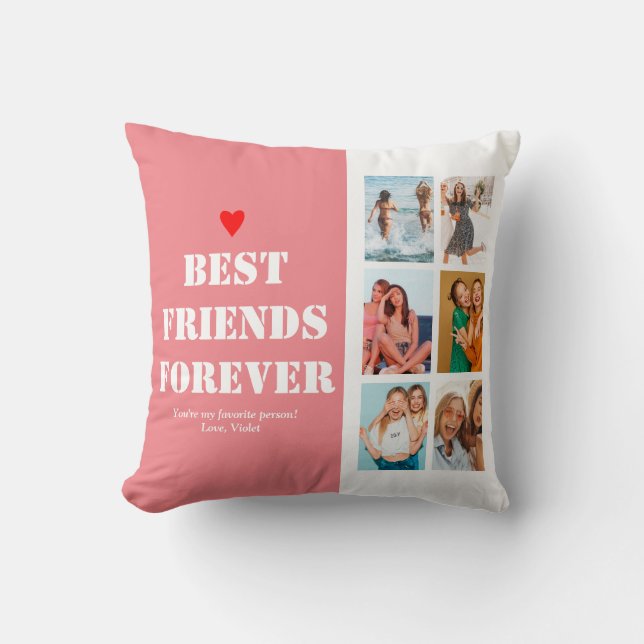 BFF Photo Collage Best Friend Birthday Gift Anpass Kudde (Framsida)