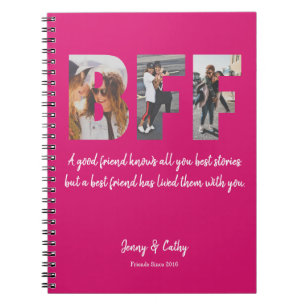 BFF Photo Collage Best Friend Forever Magenta Rosa Anteckningsbok