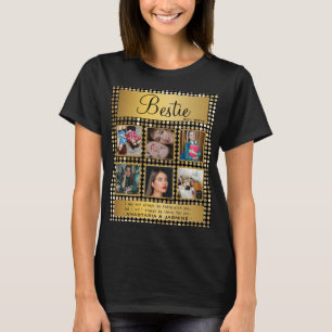BFF Photo Collage Best Friend Quote Golden Glitter T Shirt