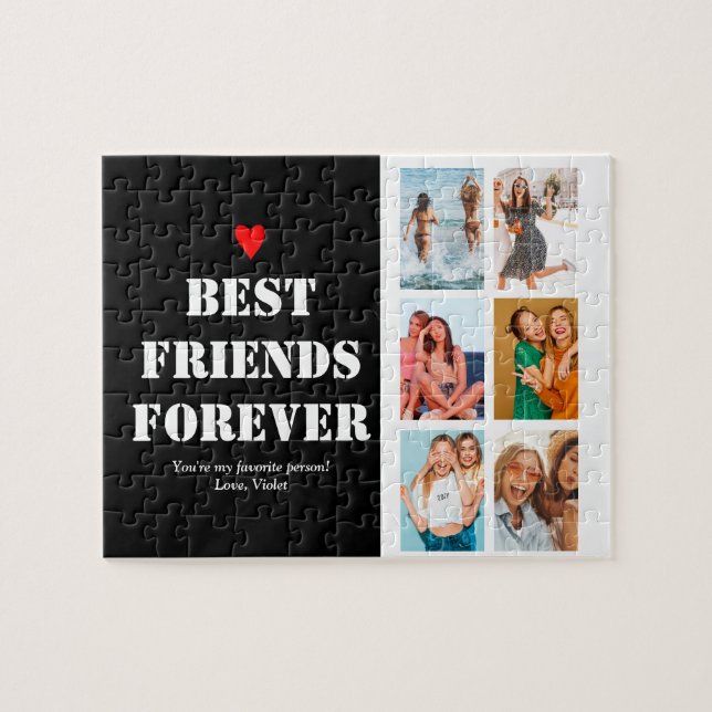 BFF Photo Collage Friends Birthday Gift Bestie Pussel (Horisontell)