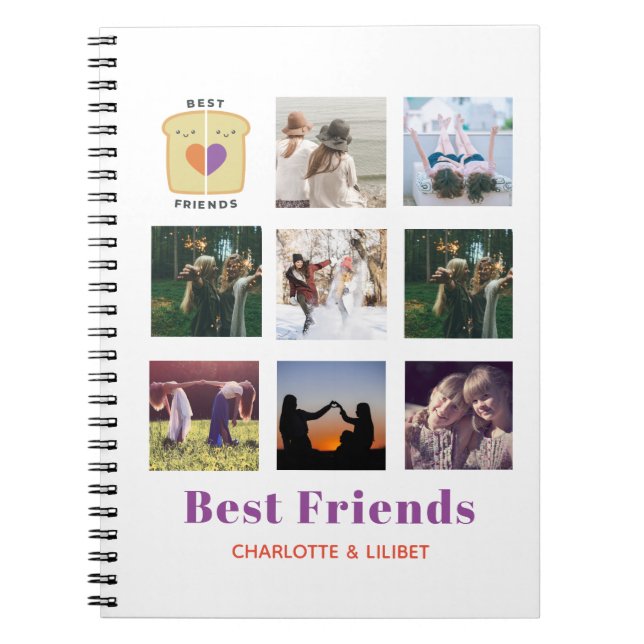 BFF Photo Collage Gift Peanutbutter Jelly Sandwich Anteckningsbok (Framsidan)