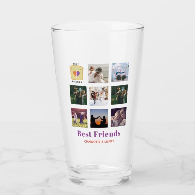 BFF Photo Collage Gift Peanutbutter Jelly Sandwich Glaskopp (Framsida)