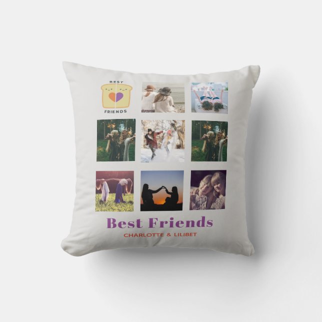BFF Photo Collage Gift Peanutbutter Jelly Sandwich Kudde (Framsida)
