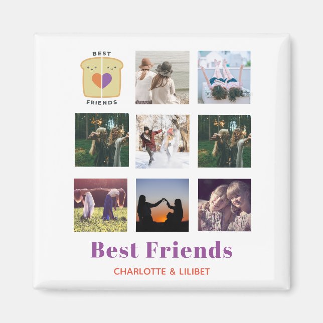 BFF Photo Collage Gift Peanutbutter Jelly Sandwich Magnet (Framsidan)
