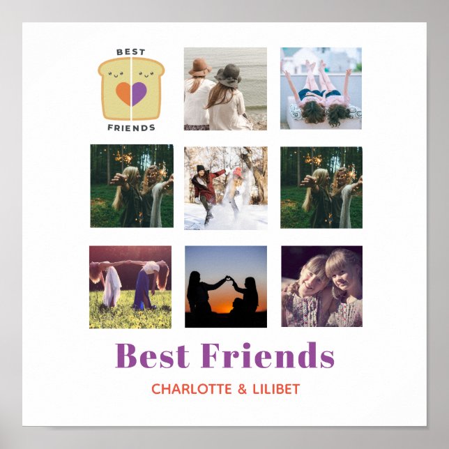 BFF Photo Collage Gift Peanutbutter Jelly Sandwich Poster (Framsidan)