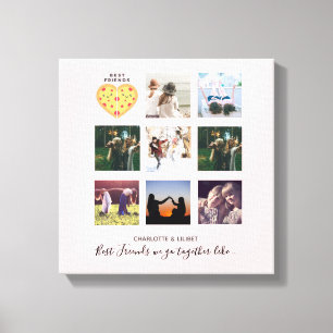 BFF Photo Collage Gifts Dusty Rosa PIZZA Friends Canvastryck