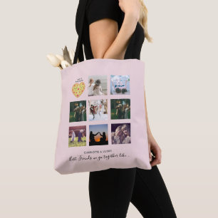 BFF Photo Collage Gifts Dusty Rosa PIZZA Friends Tygkasse