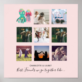 BFF Photo Collage Jellyfish Octopus Anpassningsbar Poster