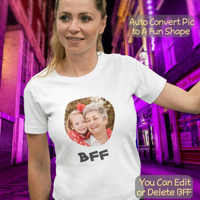 BFF:s bästa vänner för Anpassningsbar fototext T Shirt (Skapare uppladdad)