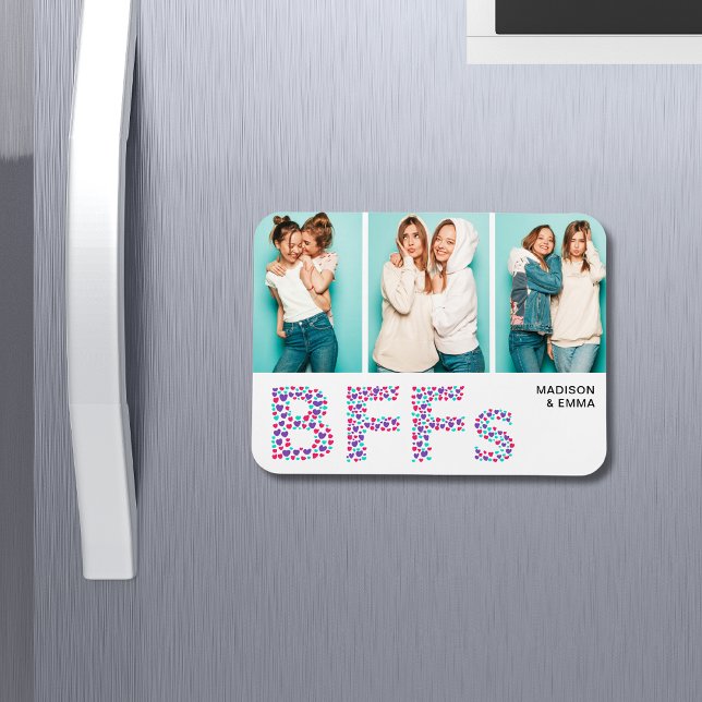 BFF:s Best Friends Photo Personlig Namn Girly Magnet (Skapare uppladdad)