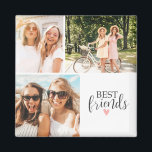 BFF-skriptfoto för bästa vänner i modern Chic Magnet<br><div class="desc">En bästa vän-fotomagnet med plats för 3 foton. Anpassa den med foton av dina besties. Designad av Blackberry Boulevard.</div>