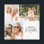 BFF-skriptfoto för bästa vänner i modern Chic Magnet<br><div class="desc">En bästa vän-fotomagnet med plats för 3 foton. Anpassa den med foton av dina besties. Designad av Blackberry Boulevard.</div>