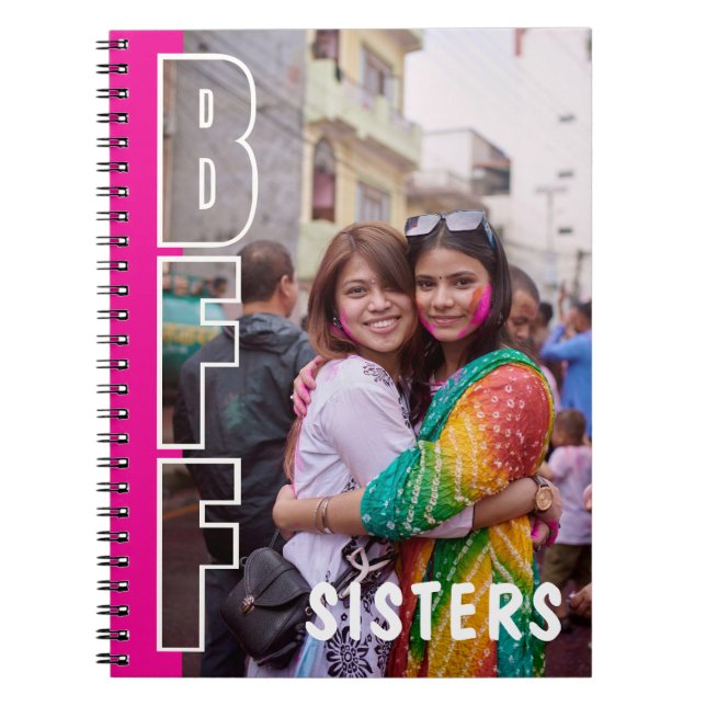 BFF Systrar Fotoillusion Magenta Anteckningsbok (Framsidan)