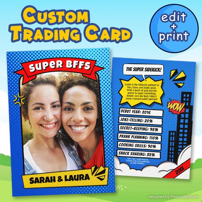 BFF-Tecknad-handelskort för bästa vänner för anpas (Custom Best Friends Card BFF Comic Trading Card)