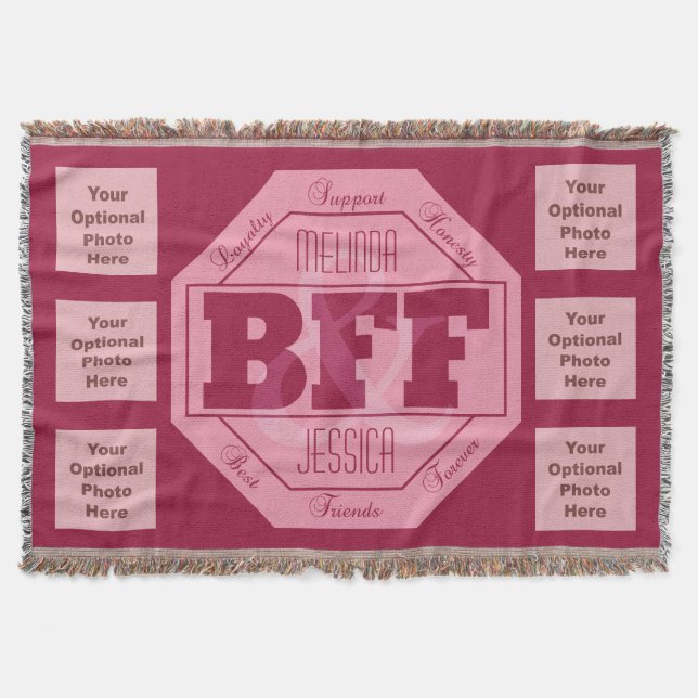 BFF-vänskap - anpassningsbarnamn- & instagramfoto Mysfilt (Framsidan)