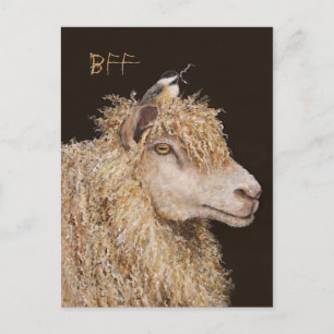 BFF-vykort med får och kyckling Vykort
