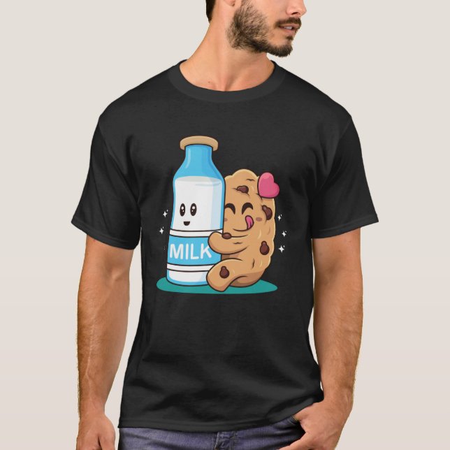 BFFL Best Friend 4 Life Biscuit Hugging Milk Love  T Shirt (Framsida)