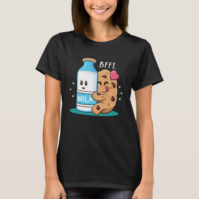 BFFL Best Friend 4 Life Biscuit Hugging Milk Love  T Shirt (Framsida)