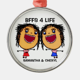 BFFS For Life Cartoon Julgransprydnad Metall