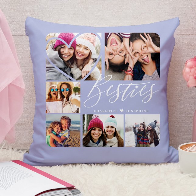 BFFs Heart 6-fotrutnät för Besties-skript Kudde (Skapare uppladdad)