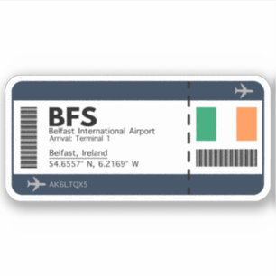 BFS Belfast Boarding Pass - flygplats Biljett Klistermärken