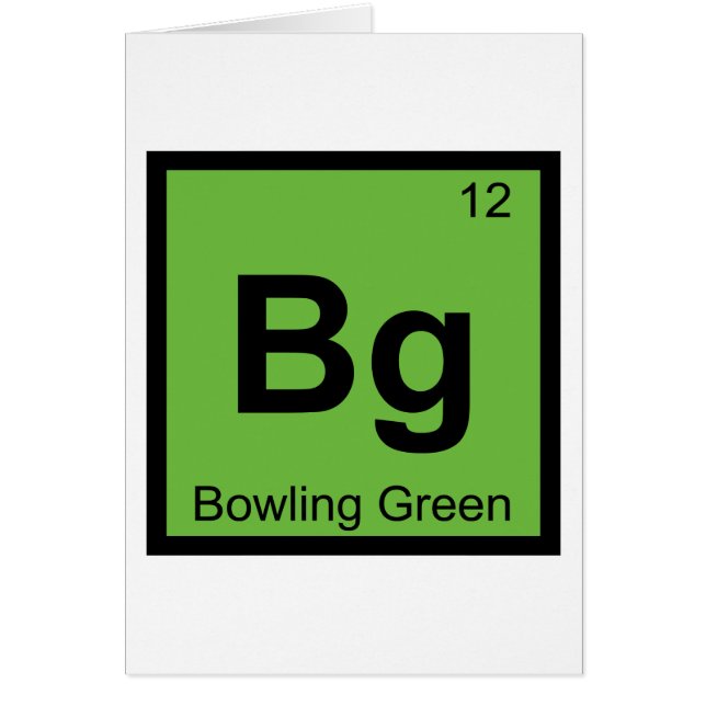 Bg - Bowling Green Kentucky Kemisymbol Hälsningskort (Framsidan)