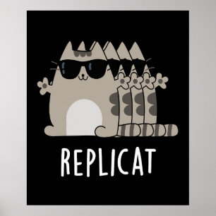BG för replikerad Mörk för Cat Pun-replikering Poster