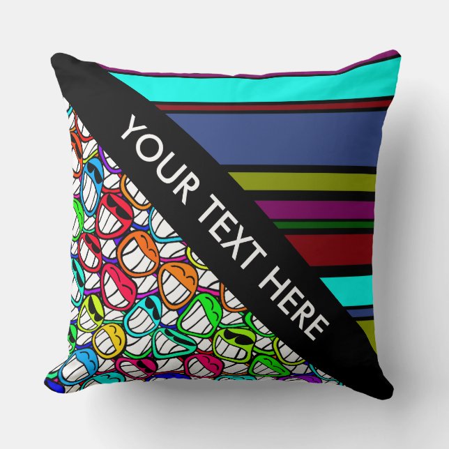 BG Rand Mönster färgad X + coola smilies Kudde (Framsida)