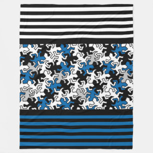 BG Rand Mönster wride black + geckos mosaic Fleecefilt