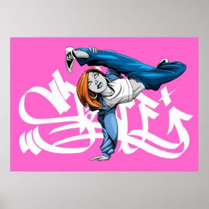 BGIRLEN poserar affischen med grafen Poster