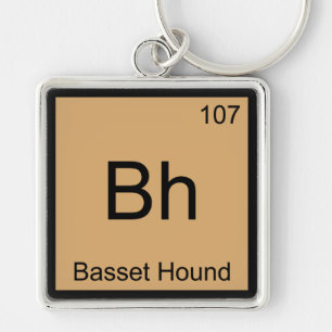 Bh - Basset Hound Chemistry Inslag Symbol Hund Tee Fyrkantig Silverfärgad Nyckelring