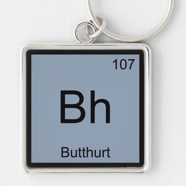 Bh - Sårad Kemi Element Symbol Rollig T-Shirt Fyrkantig Silverfärgad Nyckelring (Framsidan)