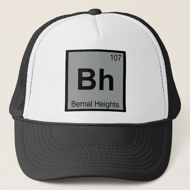Bh - Symbol för Bernal höjdSan Francisco kemi Truckerkeps (Framsida)