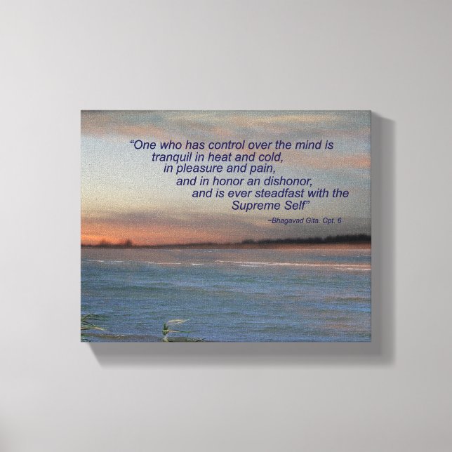 Bhagavad Gita Quote Canvas: "En som har kontroll.. Canvastryck (Framsida)