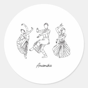 Bharatanatyam Dance-användarnamn Runt Klistermärke