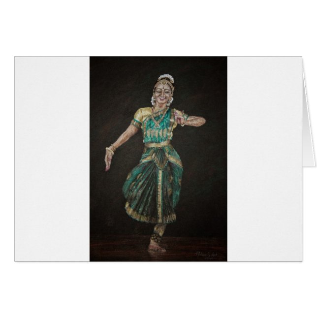 Bharatanatyam dansare hälsningskort (Framsidan Horizontal)