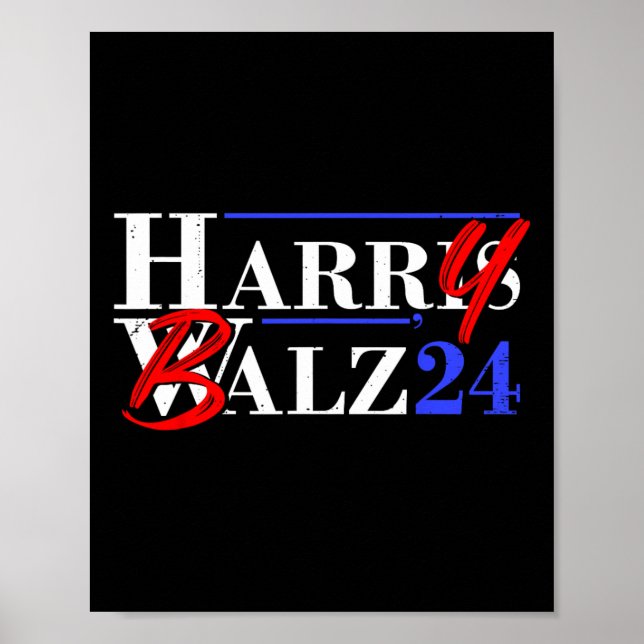 Bheimer 2024 Funny Kamala Harris och Tim W 2024 Poster (Framsidan)