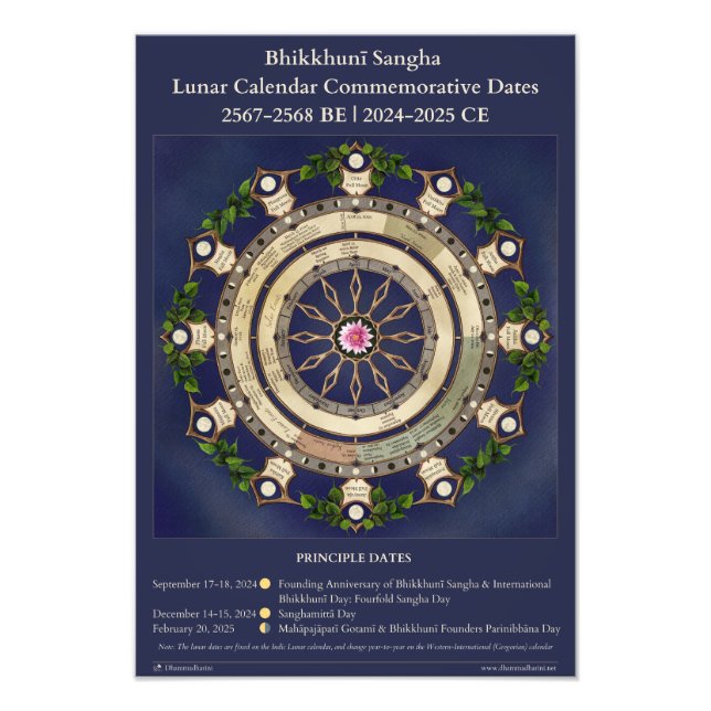 Bhikhunī Sangha Lunar Calendar 2024-2025 Fototryck (Framsidan)