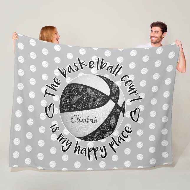 Bho fjädrar från den svarta basketbollsdomstolen l fleecefilt (På plats)