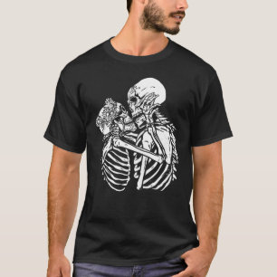 Bho goth skelett älskare valentines skalle t shirt